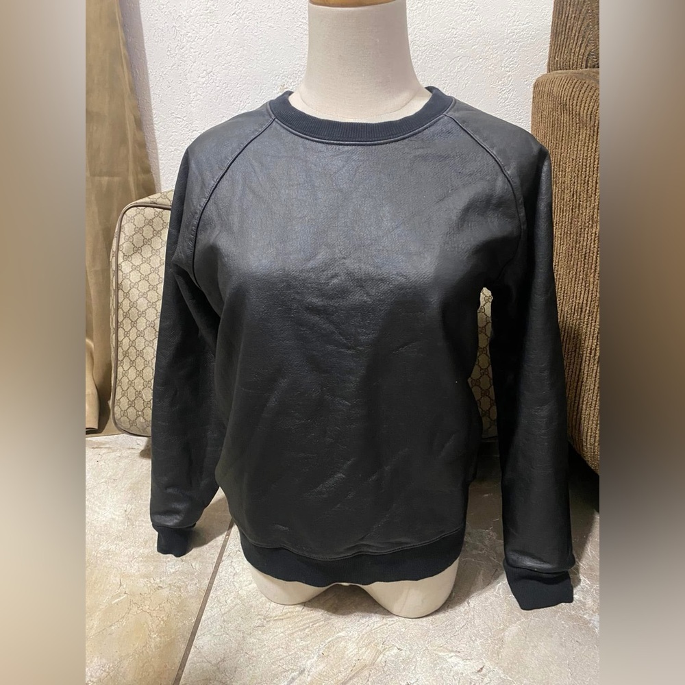 Saint Laurent Black Leather-Accented Top